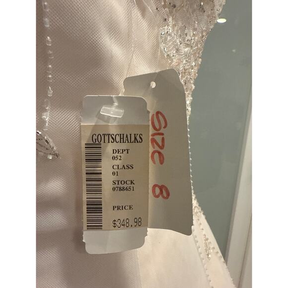 NWT Mon Cheri Blush Wedding Dress Beaded Embellished Bodice/skirt Sz 8 - Picture 9 of 16